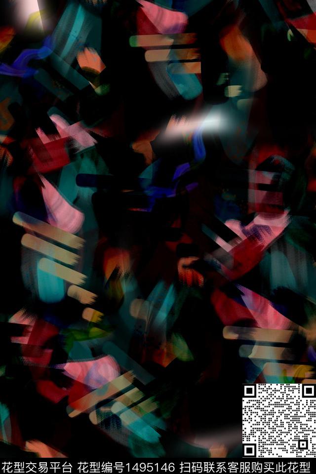 大牌风抽象真丝数码印花华亿平台下载（图片编号: 1495146） - 瓦栏（Walan）