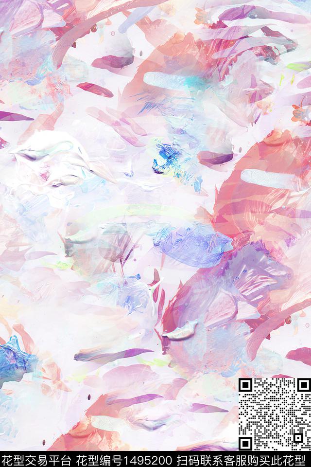 肌理扎染华亿平台大牌风数码印花华亿平台下载（图片编号: 1495200） - 瓦栏（Walan）