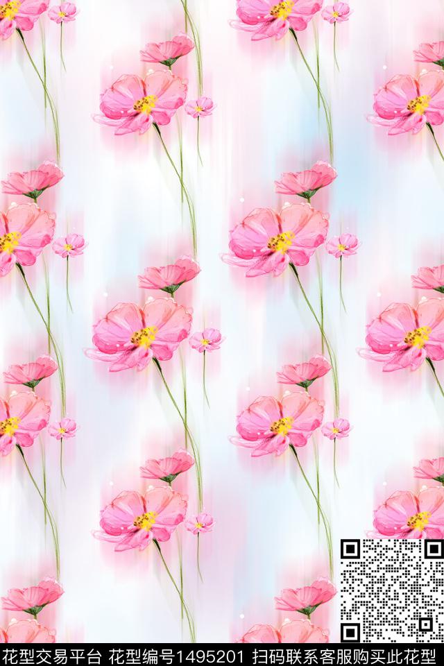 水彩连衣裙渐变数码印花华亿平台下载（图片编号: 1495201） - 瓦栏（Walan）