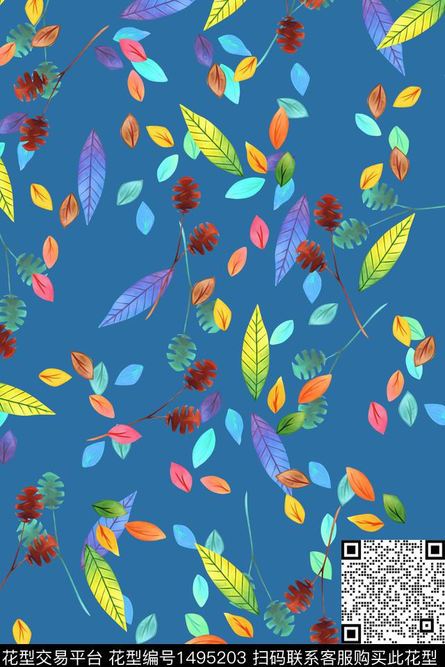 清爽底花卉花卉大牌风数码印花华亿平台下载（图片编号: 1495203） - 瓦栏（Walan）