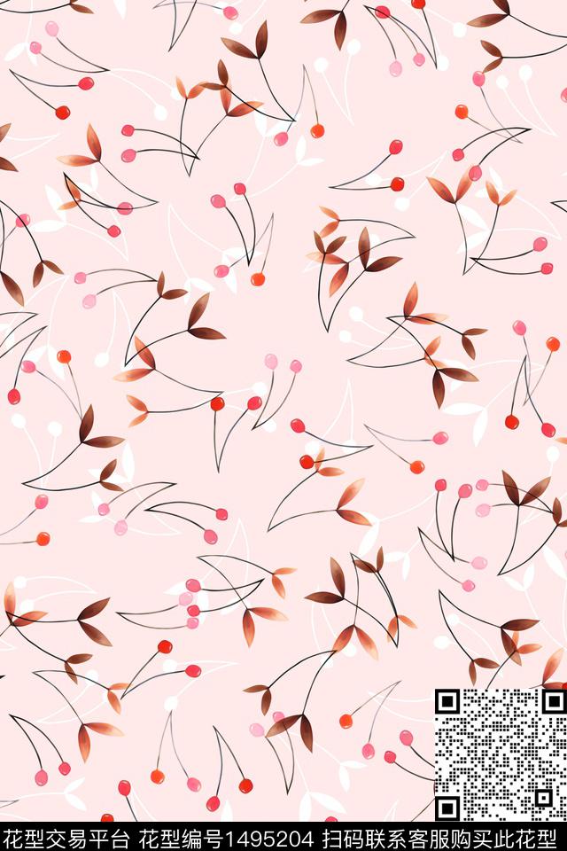 清爽底花卉花卉大牌风数码印花华亿平台下载（图片编号: 1495204） - 瓦栏（Walan）