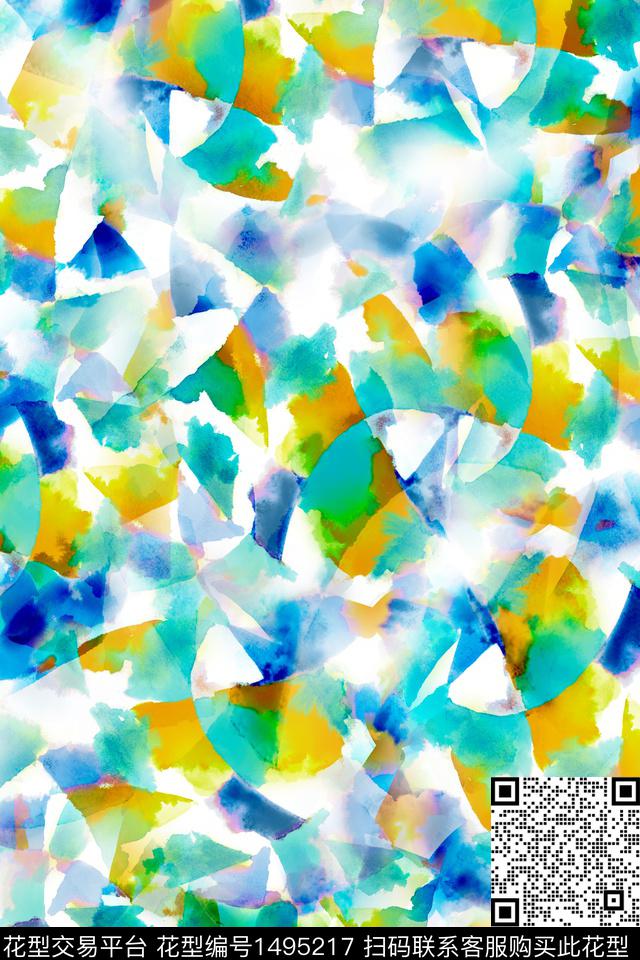 水彩肌理雪纺数码印花华亿平台下载（图片编号: 1495217） - 瓦栏（Walan）