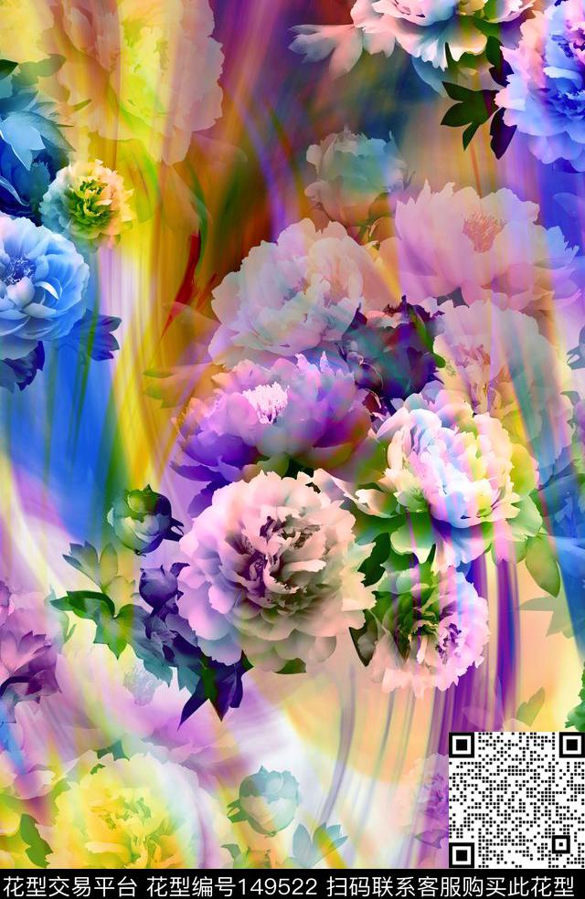 花卉数码印花华亿平台下载（图片编号: 149522） - 瓦栏（Walan）