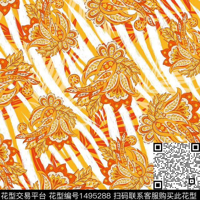 女装民族风佩斯利数码印花华亿平台下载（图片编号: 1495288） - 瓦栏（Walan）