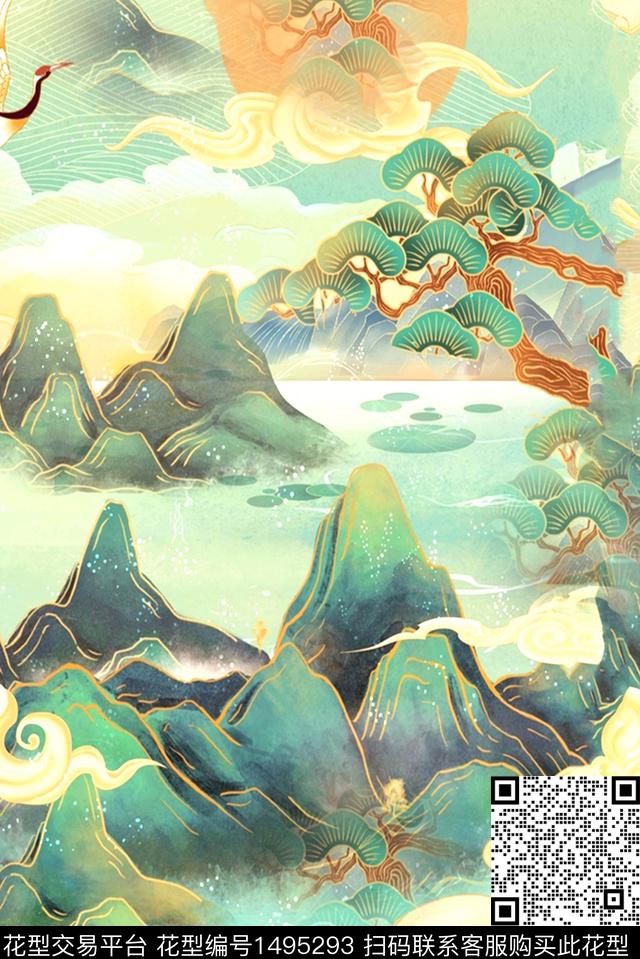 女装中国风国潮数码印花华亿平台下载（图片编号: 1495293） - 瓦栏（Walan）