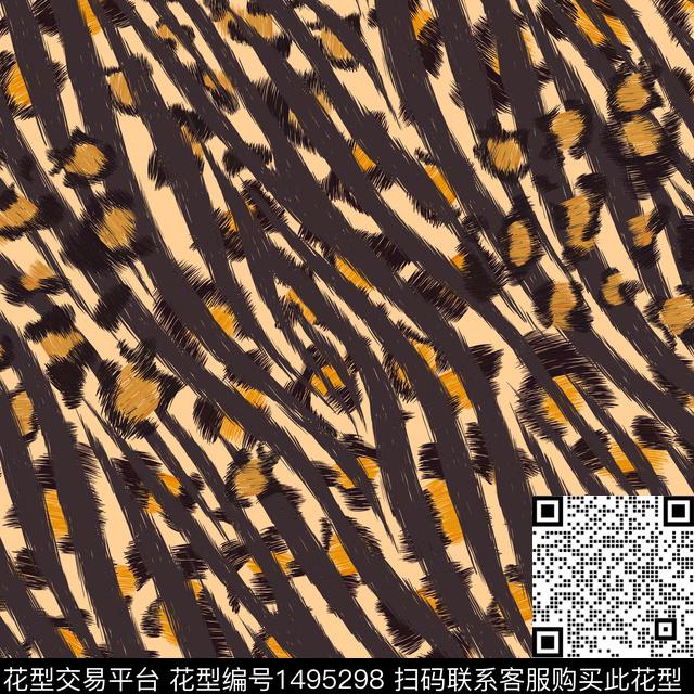 几何女装动物纹数码印花华亿平台下载（图片编号: 1495298） - 瓦栏（Walan）