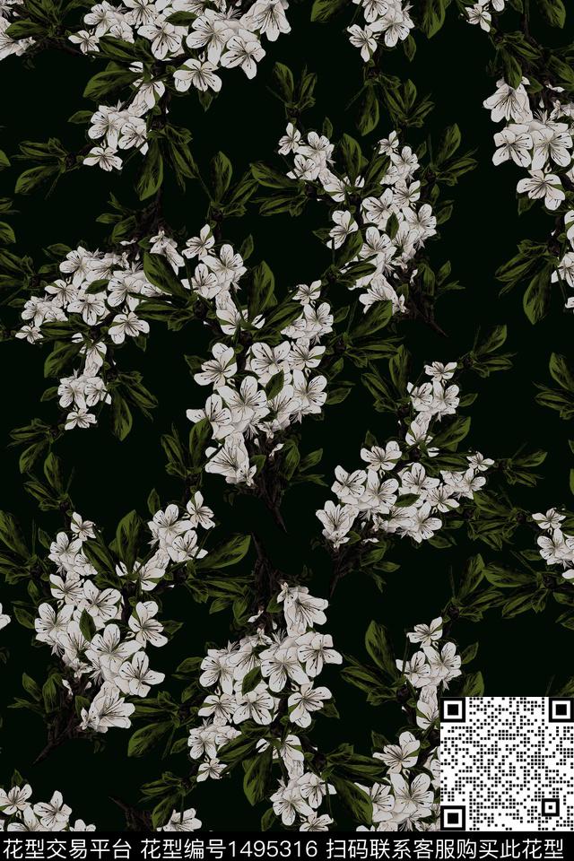 女装花卉大牌风数码印花华亿平台下载（图片编号: 1495316） - 瓦栏（Walan）