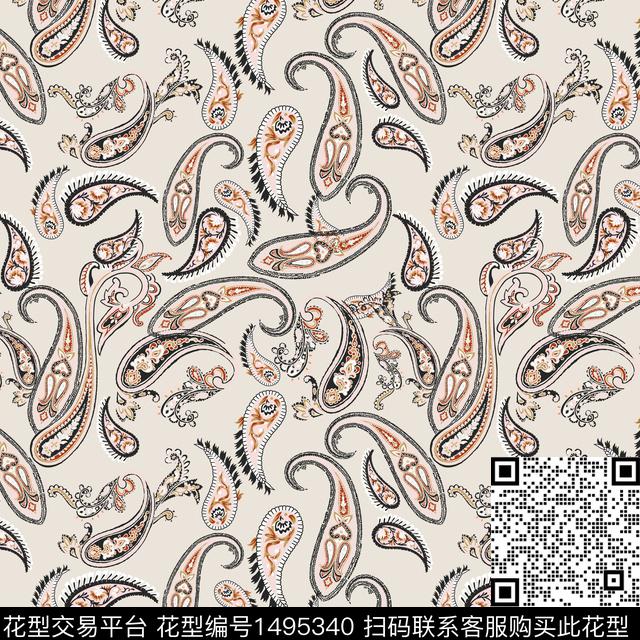民族风花卉佩斯利传统印花华亿平台下载（图片编号: 1495340） - 瓦栏（Walan）