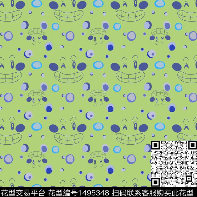 几何笑脸卡通传统印花华亿平台下载（图片编号: 1495348） - 瓦栏（Walan）