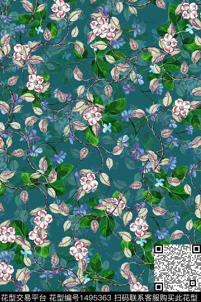 香云纱中东小碎花数码印花华亿平台下载（图片编号: 1495363） - 瓦栏（Walan）