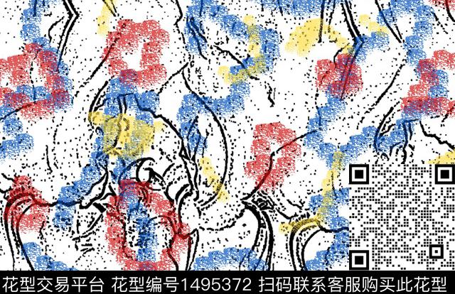 抽象花卉镂空数码印花华亿平台下载（图片编号: 1495372） - 瓦栏（Walan）