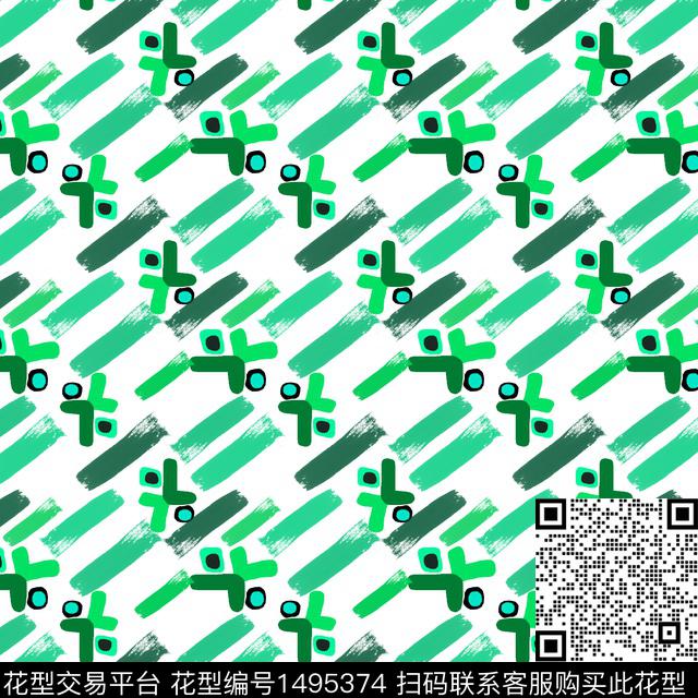 几何笔触手绘传统印花华亿平台下载（图片编号: 1495374） - 瓦栏（Walan）