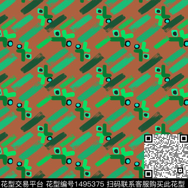 几何笔触手绘传统印花华亿平台下载（图片编号: 1495375） - 瓦栏（Walan）