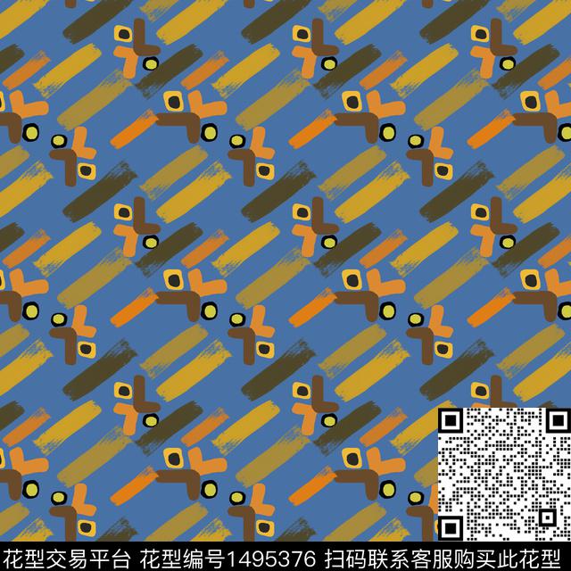 几何笔触手绘传统印花华亿平台下载（图片编号: 1495376） - 瓦栏（Walan）