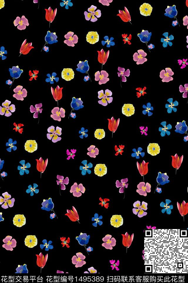 清爽底花卉花卉大牌风数码印花华亿平台下载（图片编号: 1495389） - 瓦栏（Walan）