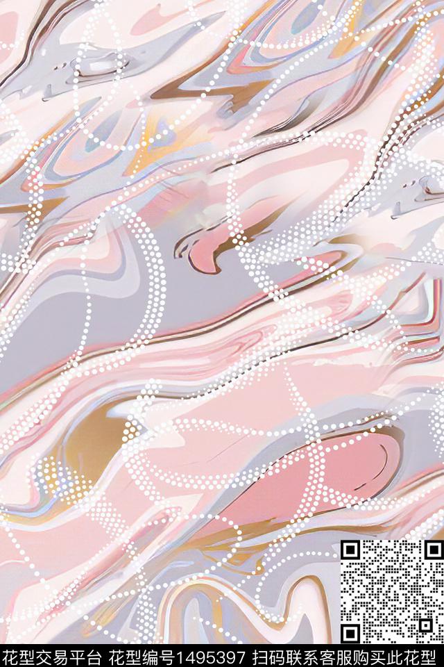 抽象小清新真丝数码印花华亿平台下载（图片编号: 1495397） - 瓦栏（Walan）