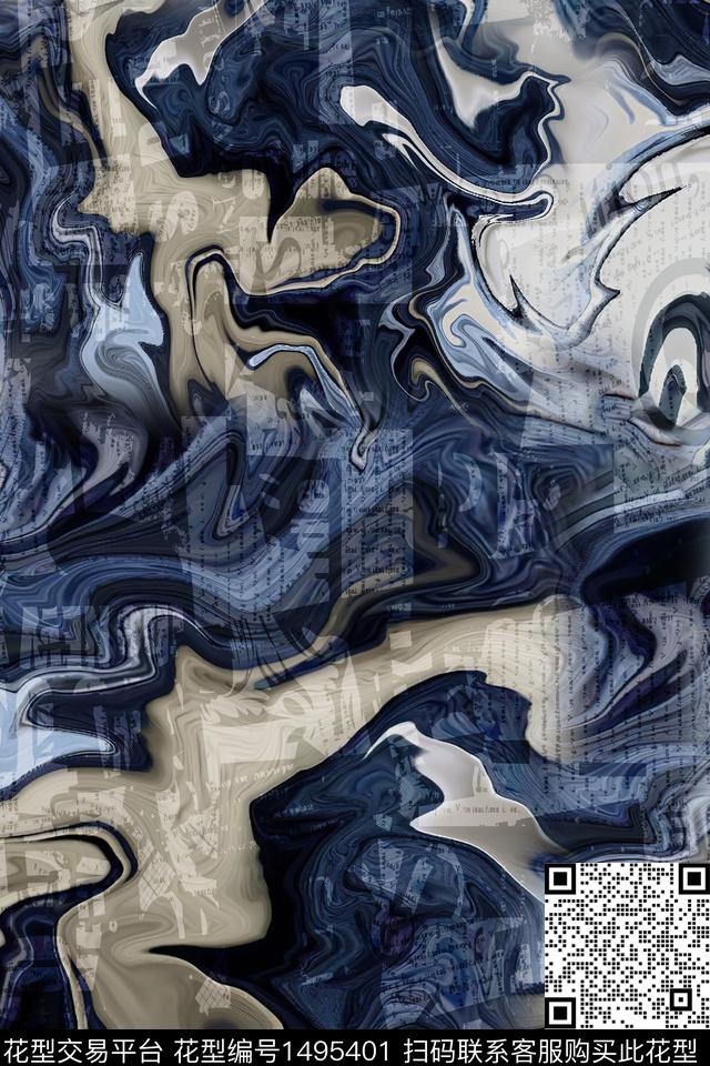 字母男装抽象数码印花华亿平台下载（图片编号: 1495401） - 瓦栏（Walan）