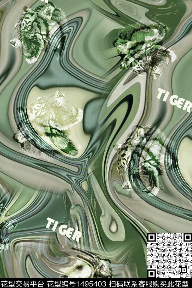 字母老虎男装数码印花华亿平台下载（图片编号: 1495403） - 瓦栏（Walan）