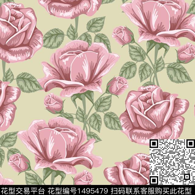 花卉春夏华亿平台数码印花华亿平台下载（图片编号: 1495479） - 瓦栏（Walan）