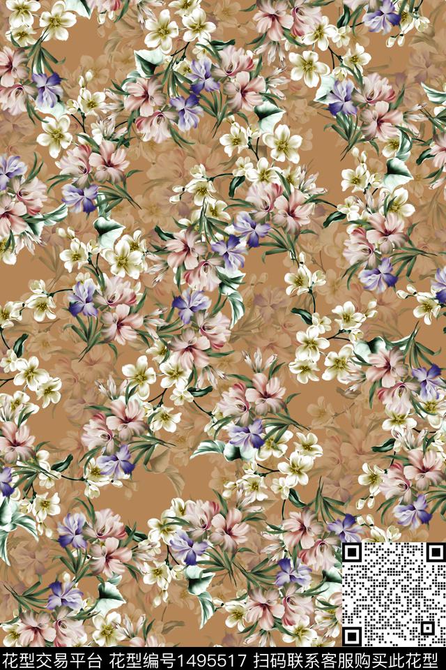 香云纱中东花卉数码印花华亿平台下载（图片编号: 1495517） - 瓦栏（Walan）