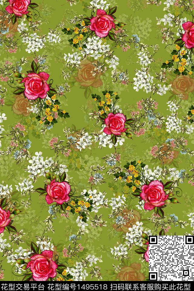 香云纱小碎花花卉数码印花华亿平台下载（图片编号: 1495518） - 瓦栏（Walan）