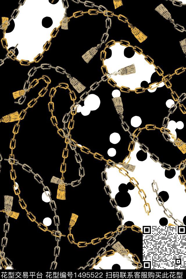 链条真丝混合拼接数码印花华亿平台下载（图片编号: 1495522） - 瓦栏（Walan）