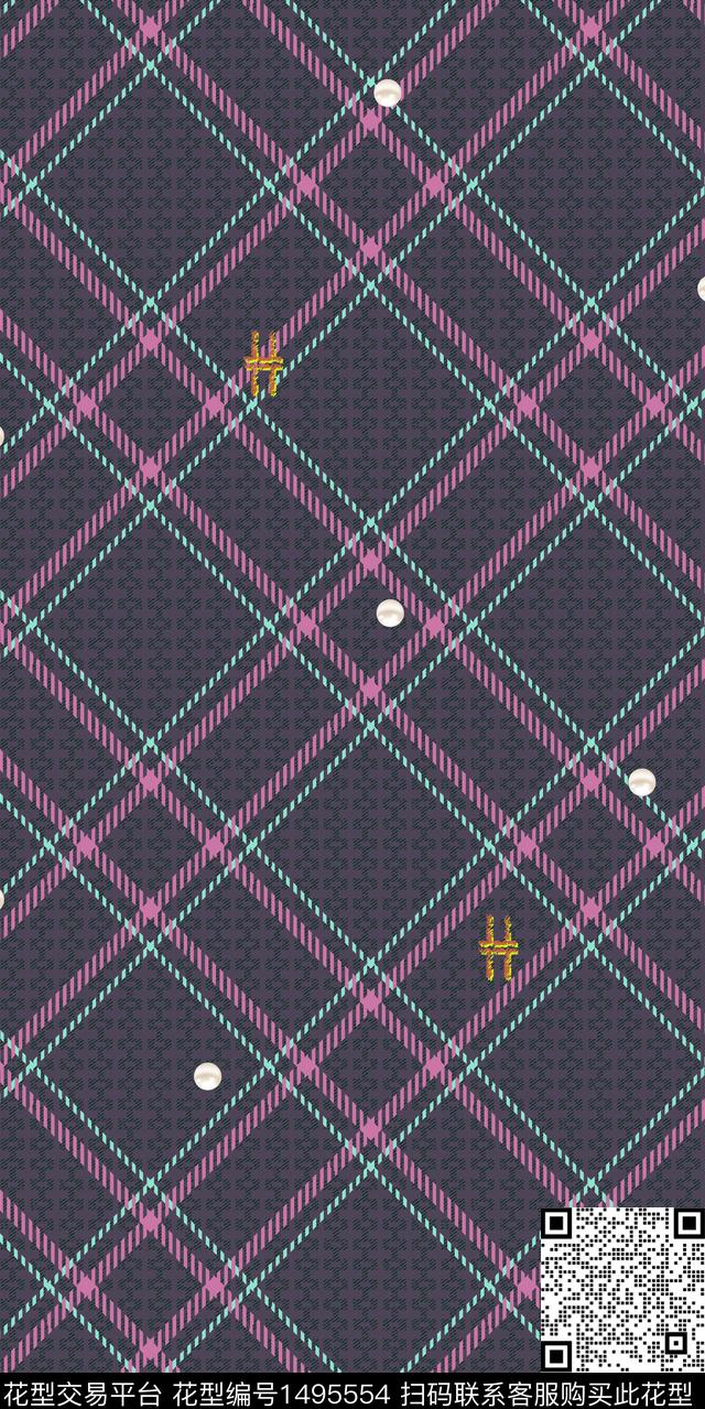 格子休闲英伦数码印花华亿平台下载（图片编号: 1495554） - 瓦栏（Walan）