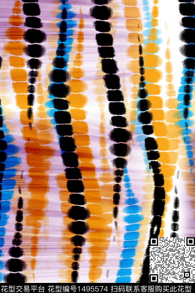 水彩几何线条数码印花华亿平台下载（图片编号: 1495574） - 瓦栏（Walan）