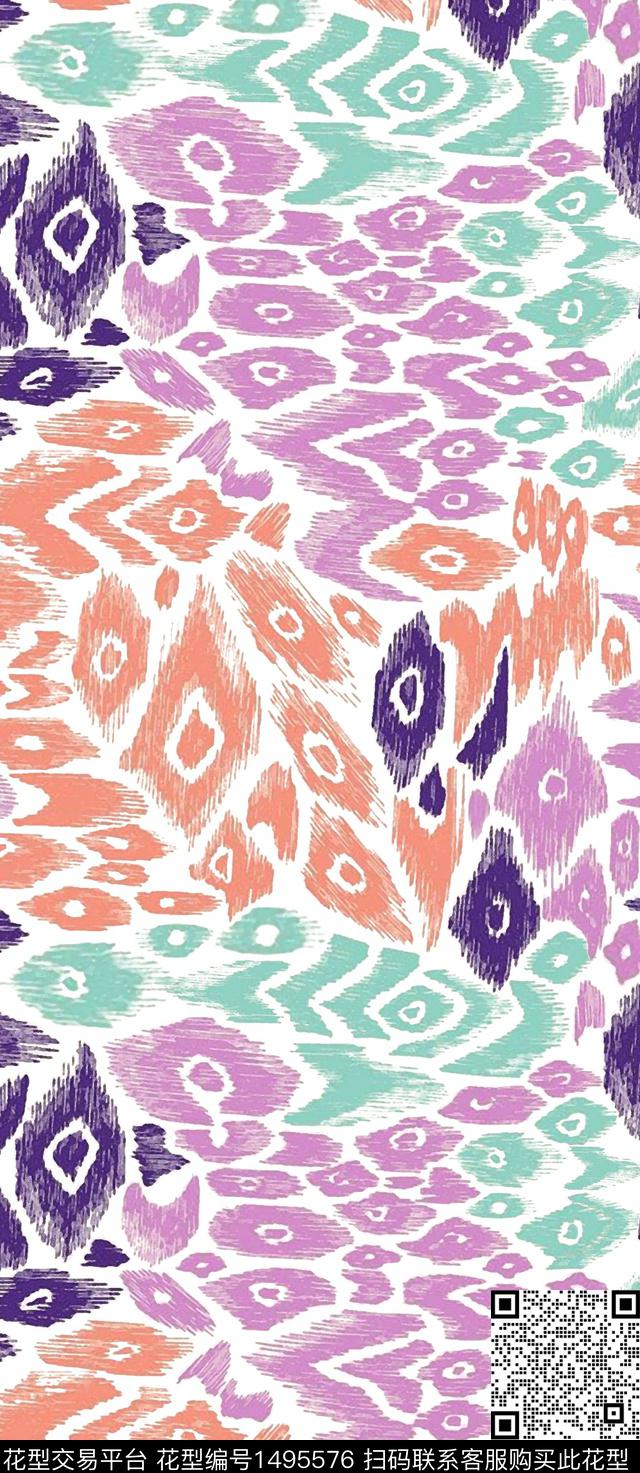 几何线条大牌风数码印花华亿平台下载（图片编号: 1495576） - 瓦栏（Walan）