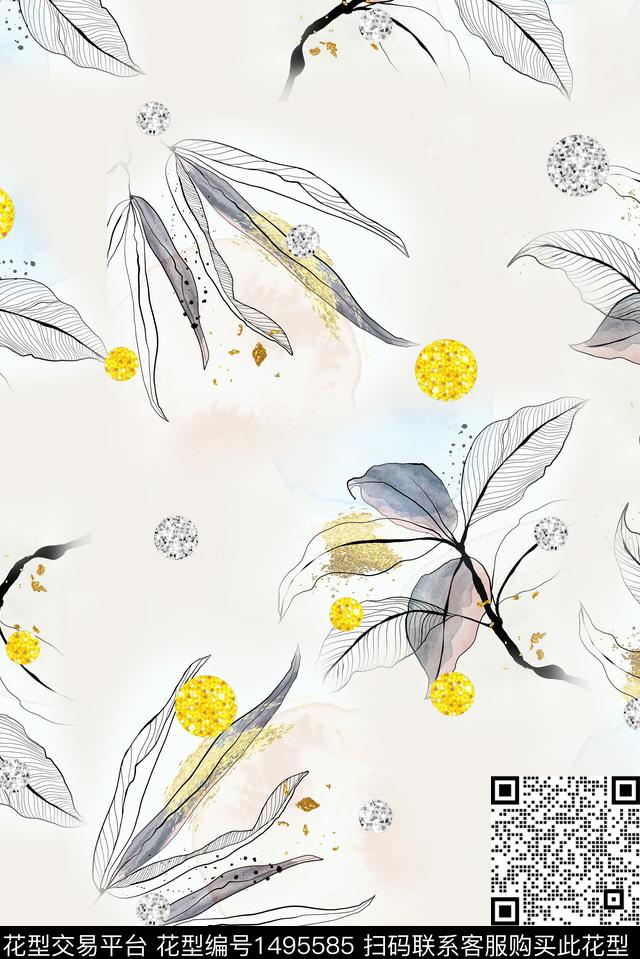 几何花卉小碎花数码印花华亿平台下载（图片编号: 1495585） - 瓦栏（Walan）