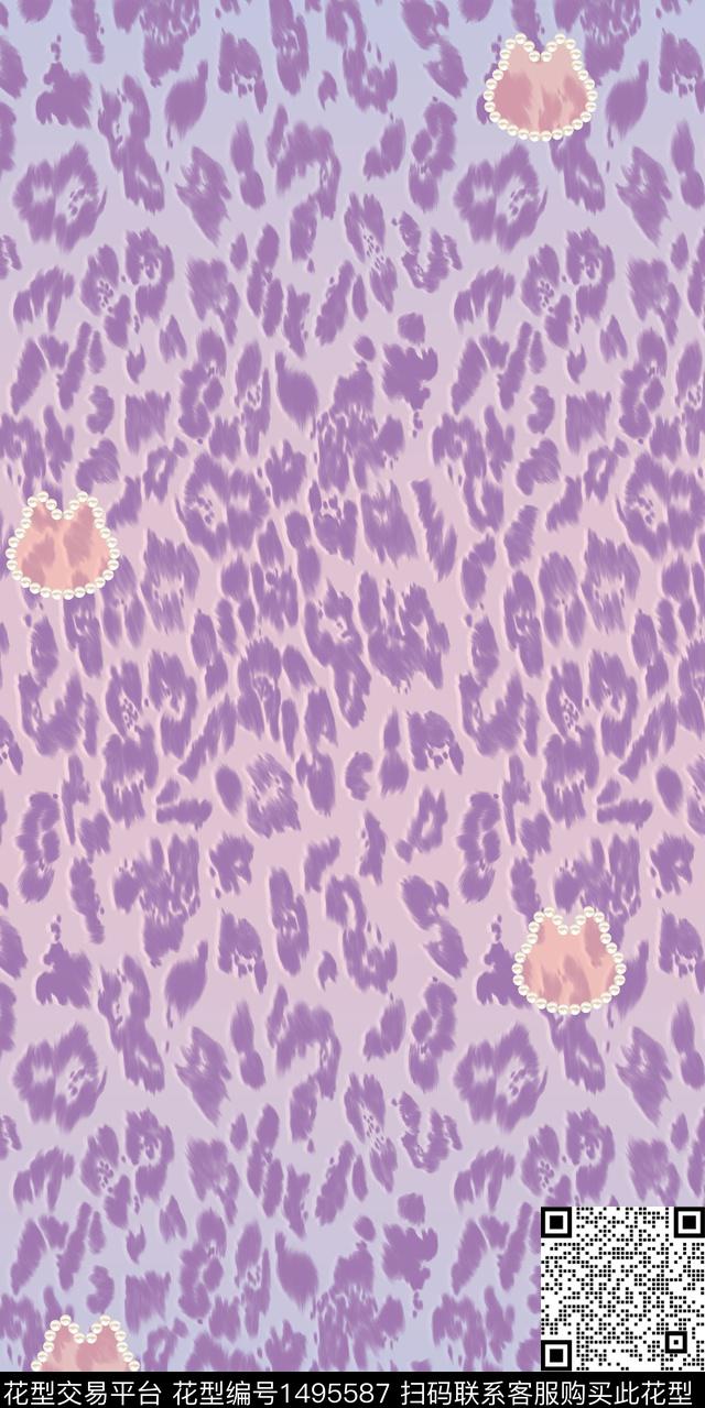 渐变豹纹珍珠数码印花华亿平台下载（图片编号: 1495587） - 瓦栏（Walan）
