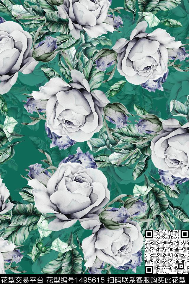 香云纱小碎花花卉数码印花华亿平台下载（图片编号: 1495615） - 瓦栏（Walan）