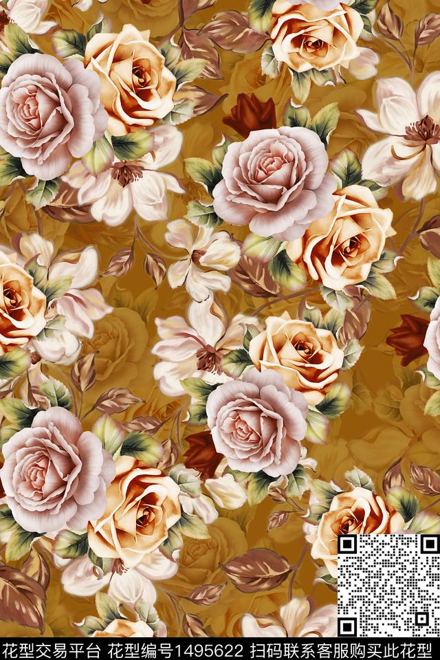 香云纱小碎花花卉数码印花华亿平台下载（图片编号: 1495622） - 瓦栏（Walan）
