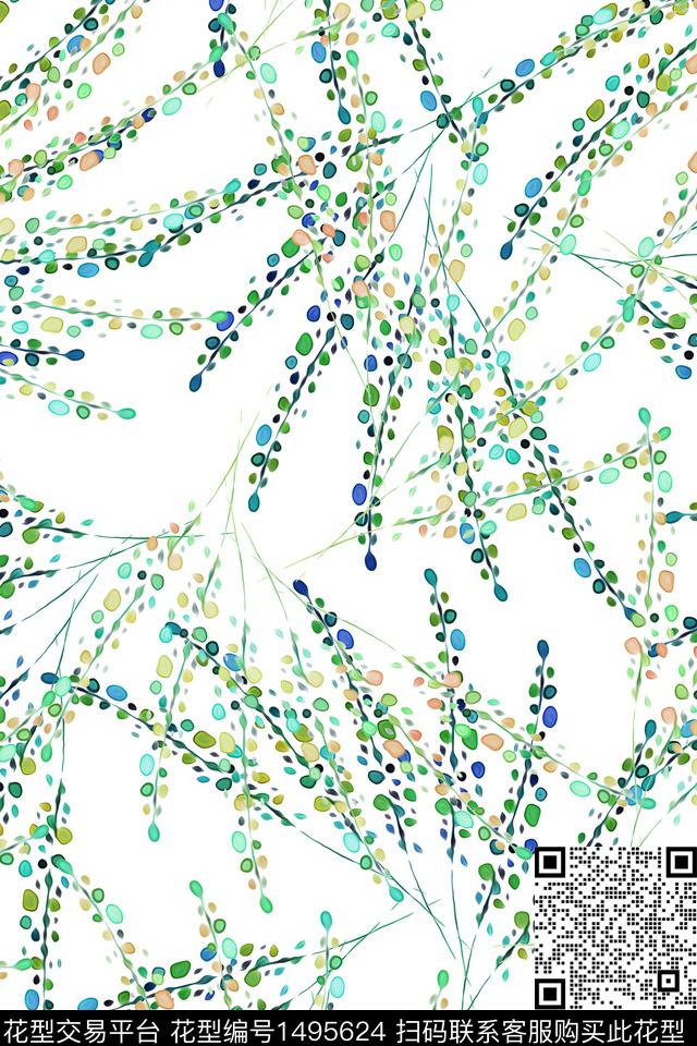 清爽底花卉花卉大牌风数码印花华亿平台下载（图片编号: 1495624） - 瓦栏（Walan）