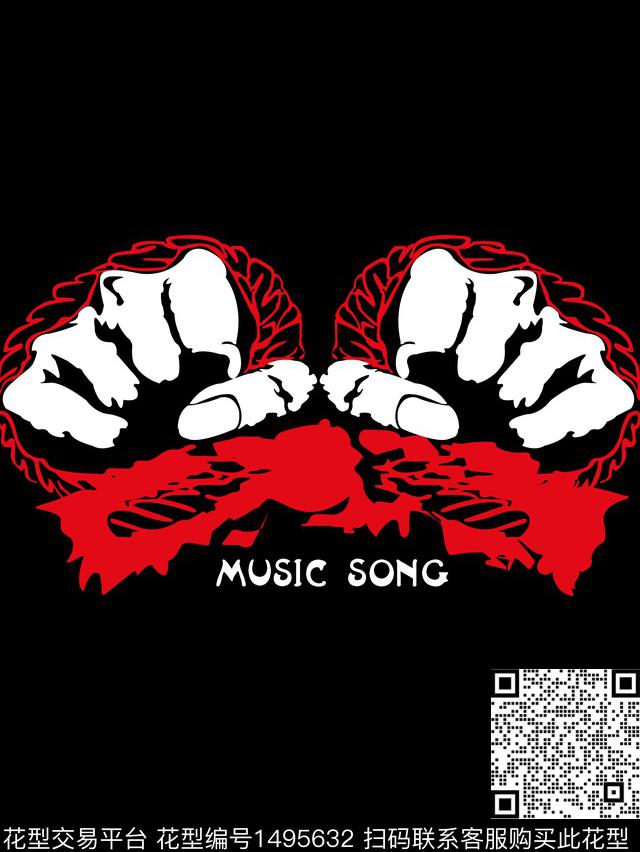 手线条创意数码印花华亿平台下载（图片编号: 1495632） - 瓦栏（Walan）