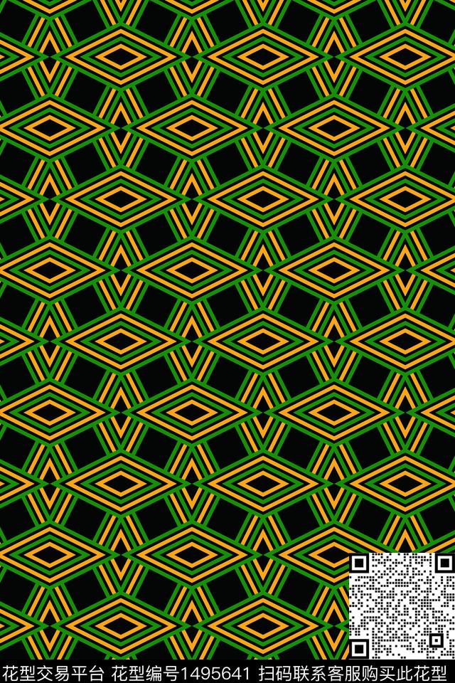 格子几何菱形数码印花华亿平台下载（图片编号: 1495641） - 瓦栏（Walan）