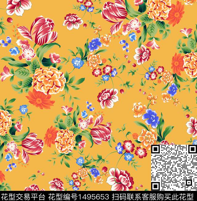 大花数码印花华亿平台下载（图片编号: 1495653） - 瓦栏（Walan）