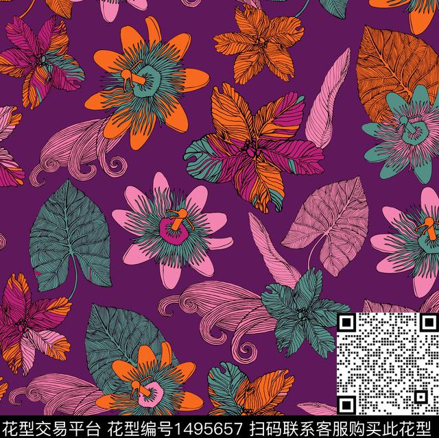 大花数码印花华亿平台下载（图片编号: 1495657） - 瓦栏（Walan）