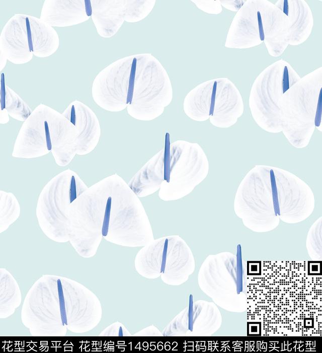 大牌风手绘玫瑰大花数码印花华亿平台下载（图片编号: 1495662） - 瓦栏（Walan）