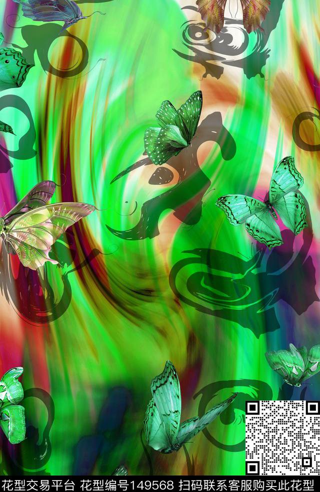 蝴蝶光感动感数码印花华亿平台下载（图片编号: 149568） - 瓦栏（Walan）