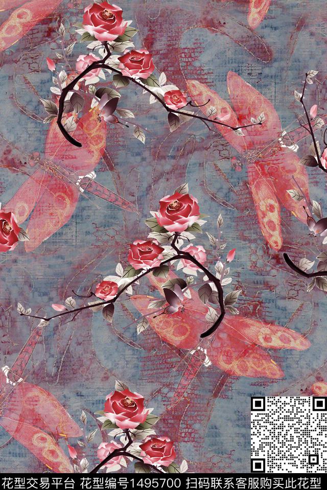 几何扎染华亿平台花卉数码印花华亿平台下载（图片编号: 1495700） - 瓦栏（Walan）