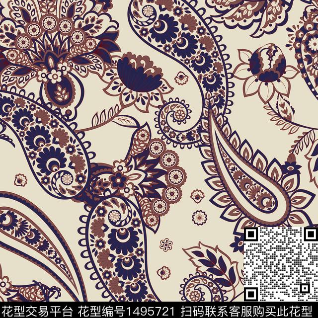 写意印度线条传统印花华亿平台下载（图片编号: 1495721） - 瓦栏（Walan）