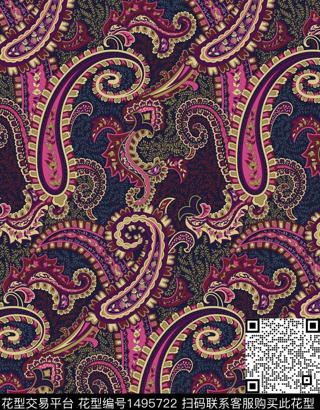 写意印度线条传统印花华亿平台下载（图片编号: 1495722） - 瓦栏（Walan）