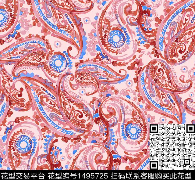 写意印度线条传统印花华亿平台下载（图片编号: 1495725） - 瓦栏（Walan）