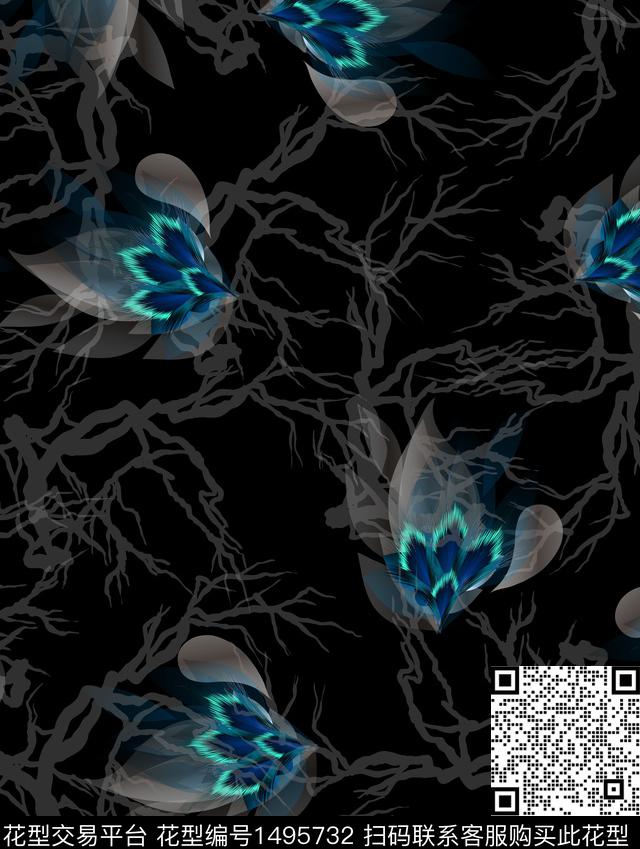 复古抽象男装黑暗数码印花华亿平台下载（图片编号: 1495732） - 瓦栏（Walan）