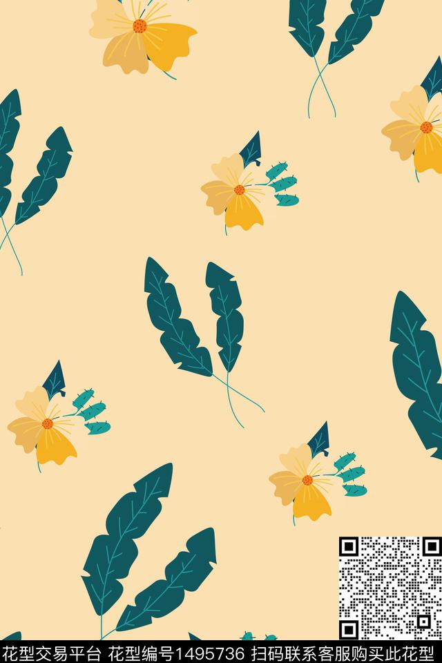 定位花大牌风中国风数码印花华亿平台下载（图片编号: 1495736） - 瓦栏（Walan）