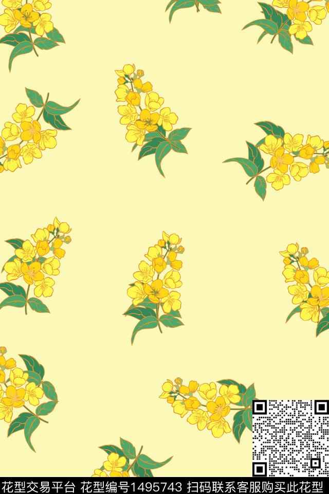 定位花大牌风中国风数码印花华亿平台下载（图片编号: 1495743） - 瓦栏（Walan）