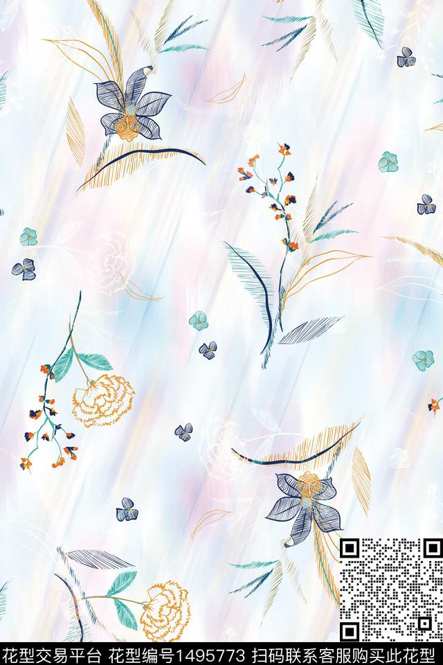 连衣裙绣花华亿平台香云纱数码印花华亿平台下载（图片编号: 1495773） - 瓦栏（Walan）