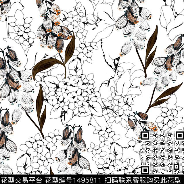 花卉欧美印花数码印花华亿平台下载（图片编号: 1495811） - 瓦栏（Walan）