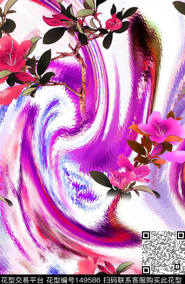 花卉数码印花华亿平台下载（图片编号: 149586） - 瓦栏（Walan）